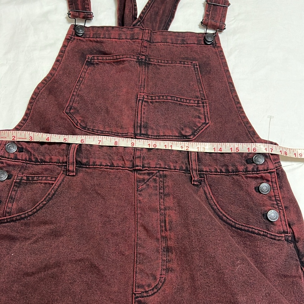 NEW Free people  Burgundy Corduroy Denim Overalls shortall romper size large - Picture 10 of 14